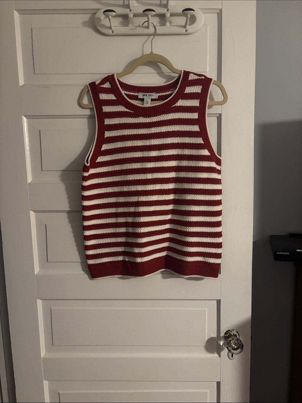 Striped Red & White Knit Sweater Tank